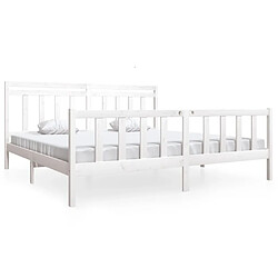 Maison Chic Lit adulte - Lit simple Cadre de lit,Structure du lit Contemporain Blanc Bois massif 200x200 cm -MN46971