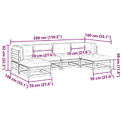 vidaXL Salon de jardin 6 pcs avec coussins bois de pin imprégné pas cher