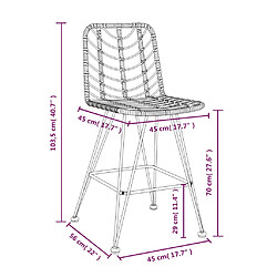 vidaXL Tabourets de bar lot de 2 Noir Résine tressée et acier pas cher