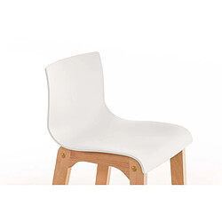 Decoshop26 Tabouret de bar design scandinave x1 structure de 4 pieds en bois assise en plastique blanc 10_0004942 pas cher