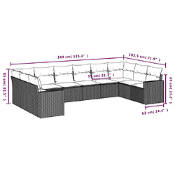 Avis Maison Chic Salon de jardin 10 pcs avec coussins | Ensemble de Table et chaises | Mobilier d'Extérieur noir résine tressée -GKD80774