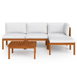 Avis Maison Chic Salon de jardin 5 pcs + coussins - Mobilier/Meubles de jardin - Table et chaises d'extérieur Crème Bois d'acacia solide -MN49872