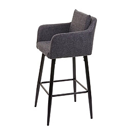 Avis Mendler 2x Tabouret de bar HWC-H93, tabouret de comptoir, repose-pieds métal ~ tissu/textile gris foncé