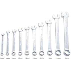 FINDER BS192183D Combination Wrench Set, Open and Box End Metric Spanner Set, 8mm-24mm, Set of 10pcs