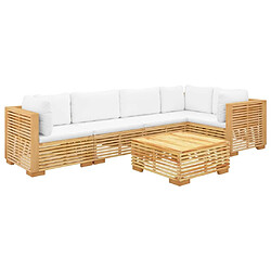 Avis Maison Chic Salon de jardin 6 pcs + coussins - Mobilier/Meubles de jardin - Table et chaises d'extérieur Bois de teck solide -MN61129