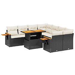 Maison Chic Ensemble Tables et chaises d'extérieur 8 pcs avec coussins,Salon de jardin noir résine tressée -GKD245946