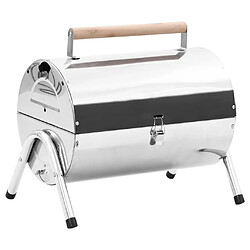 vidaXL Barbecue au charbon portable Acier inoxydable Grilles doubles