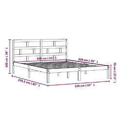 vidaXL Cadre de lit Noir Bois de pin massif 160x200 cm pas cher