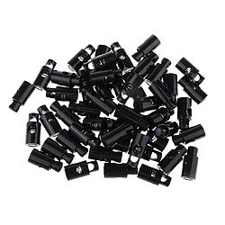 Acheter 50pcs poignées en plastique noir arrêt de cordon cordon de cordon serrures 12mm dia