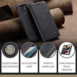 Caseme Etui en PU + TPU antichoc avec support couleur noir pour votre Apple iPhone 13 Pro 6.1 pouces