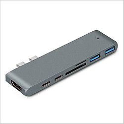 Universal C USB 3.1 à USB C HDMI Adapter 7 dans 1 Hub Splitter pour Apple Notebook (gris)