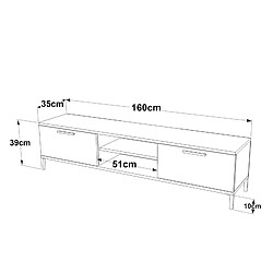 Helloshop26 Meuble TV à 2 portes 39 x 160 x 35 cm effet chêne rustique / anthracite 03_0007794