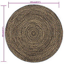 Acheter vidaXL Tapis fait à la main Jute Noir et naturel 120 cm