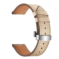 Bracelet en cuir véritable argent/beige pour votre Samsung Gear S3 Classic/Gear S3 Frontier