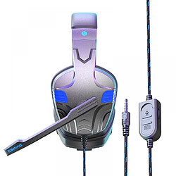 Avis General Casque de jeu filaire, prise audio 0,1 pouce, coussinets en mousse à mémoire de forme, lumière LED, basses surround, léger, compatible avec PC, PlayStation, Xbox, Nintendo Switch.(bleu)