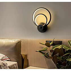 Stoex Applique Murale D'Intérieur À Led Lampe Murale Ronde Moderne Noire Pour Chambre Salon Couloir Café Blanc Chaud