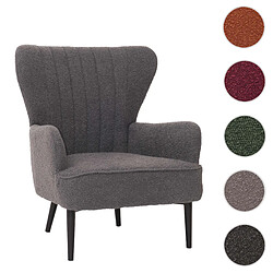 Mendler Lounge-Sessel HWC-K37, Cocktail-/Ohrensessel Polsterstuhl Retro Vintage Stoff Bouclé (600g/m²) Öko-Tex ~ gris foncé