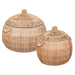 Atmosphera, Createur D'Interieur Panier Balaya rond en jute x 2 Beige - ATMOSPHERA