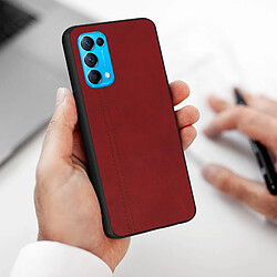 Acheter Avizar Coque Oppo Find X3 Lite Aspect Cuir Effet Vintage Protection Rigide Rouge