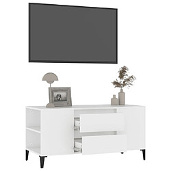 Acheter vidaXL Meuble TV Blanc 102x44,5x50 cm Bois d'ingénierie