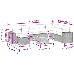 Acheter vidaXL Salon de jardin avec coussins 9 pcs beige résine tressée