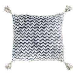 Totalcadeau Coussin décoratif à motifs en zigzag Couleur - Blue marine pas cher