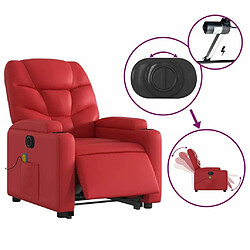 Maison Chic Fauteuil Relax pour salon, Fauteuil inclinable de massage électrique rouge similicuir -GKD83052 pas cher