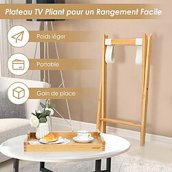 Helloshop26 Table d'appoint pliante en bambou avec plateau amovible petite table basse avec poignée en acier inoxydable 47 x 38 x 58,5 cm naturel 20_0005208