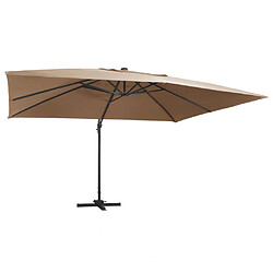 vidaXL Parasol de jardin en porte-à-faux lumières LED mât en aluminium