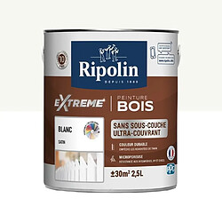 RIPOLIN Peinture pour pour Bois Interieur + Exterieur - Blanc Satin, 2,5L