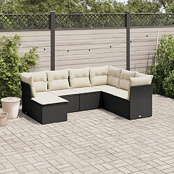 Maison Chic Salon de jardin 7 pcs avec coussins | Ensemble de Table et chaises | Mobilier d'Extérieur noir résine tressée -GKD72004