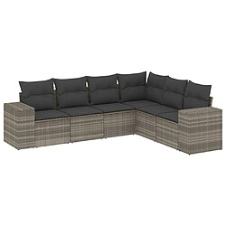 vidaXL Salon de jardin 6 pcs avec coussins gris clair résine tressée