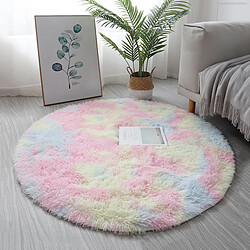 Avis Universal Tapis en peluche rond Tapis en peluche pour salon Chambre à coucher Tapis de sol Quartier de chevet Tapis arc-en-ciel Tapis doux Tapis de chambre pour enfants | Tapis (120 cm)