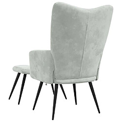 Acheter vidaXL Chaise de relaxation avec tabouret Gris clair Velours