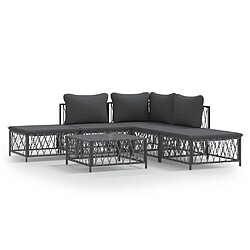 vidaXL Salon de jardin avec coussins 6 pcs anthracite acier