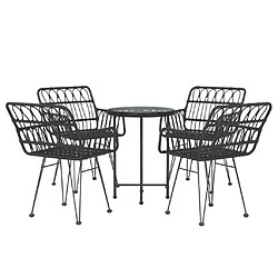 Avis Maison Chic Mobilier à dîner 5 pcs de jardin - Ensemble table et chaises d'extérieur - Salon/Mobilier de jardin classique Noir Résine tressée -MN45875