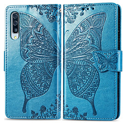 Wewoo Housse Coque Étui en cuir à rabat horizontal Butterfly Love Flowers gaufrage pour Galaxy A50avec porte-cartes et porte-cartesainsi que portefeuille et lanière bleu