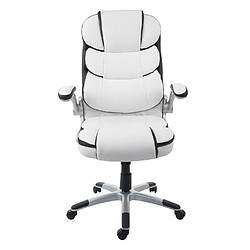 Acheter Decoshop26 Fauteuil chaise de bureau sur roulettes hauteur réglable pivotant en synthétique blanc 04_0001842