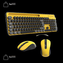 Pack Premium Clavier sans fil + SOURIS sans fil optique Wireless Desktop ADVANCE nano récepteur USB JAUNE ET NOIR