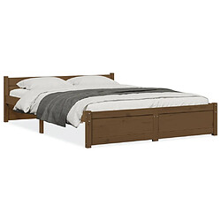 vidaXL Cadre de lit sans matelas marron miel bois massif 140x200 cm