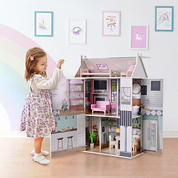 Olivia'S Little World Maison de poupée en bois enfant 3 étages avec 13 accessoires de mobilier blanche Olivia’s Little World TD-13632A