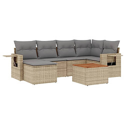 Maison Chic Ensemble à manger d'extérieur 7 pcs avec coussins,Salon de jardin,Mobilier de jardin mélange beige résine tressée -GKD634539