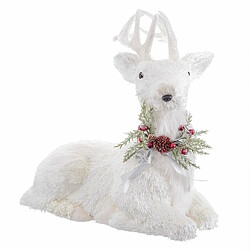 BigBuy Christmas Décorations de Noël Blanc Polyfoam Cerf 60 x 37 x 63 cm