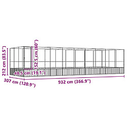 vidaXL Volière avec extension argenté 932x307x212 cm acier pas cher