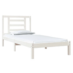 Avis Maison Chic Lit adulte - Lit simple Cadre de lit,Structure du lit Contemporain Blanc Bois de pin massif 90x200 cm -MN38118