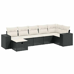 Maison Chic Ensemble Tables et chaises d'extérieur 7pcs avec coussins,Salon de jardin noir résine tressée -GKD142223