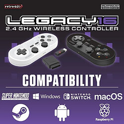 Avis Cstore Manette Sans Fil - RetroBit Legacy 16 - Noire - Switch, PC, Steam, Raspberry Pi, SNES, Android