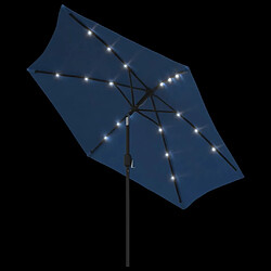 Helloshop26 Parasol d'extérieur avec led et mât en acier 300 cm bleu 02_0008174