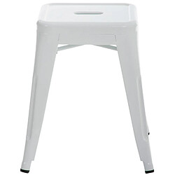 Decoshop26 Tabouret bas design industriel hauteur fixe 46 cm en métal blanc 10_0005492