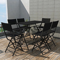 Maison Chic Mobilier à dîner pliable jardin 7 pcs- Ensemble table et chaises d'extérieur - Salon/Mobilier de jardin classique Acier Résine tressée Noir -MN53675